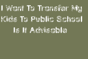 I Want To Transfer My Kids To Public School Is It Advisable
