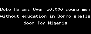 Boko Haram: Over 50,000 young men without education in Borno spells doom for Nigeria